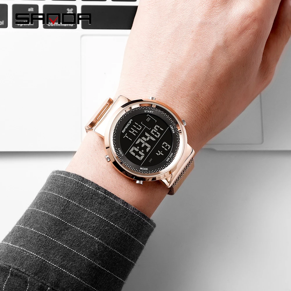 Часы SANDA 2019 для влюбленных мужские и женские модные цифровые часы пар спортивные