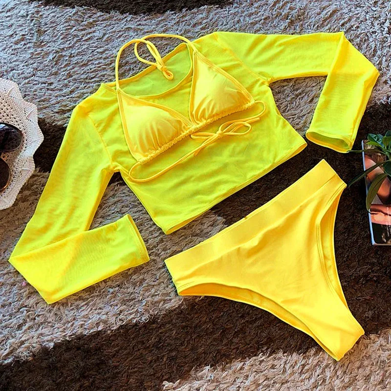 

Swimsuit ladies 2021 new bikini women's swimsuit hot spring high waist split swimsuit three-piece sports beachwear swimsuit