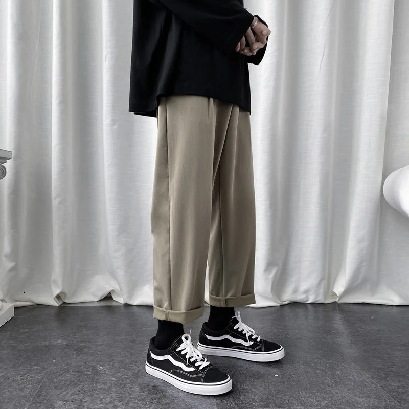 

Wildyak Men Pants Harajuku Solid Color Straight Baggy Trousers For Men Korean Style Fashion Casual Design Brand Men's Clothing