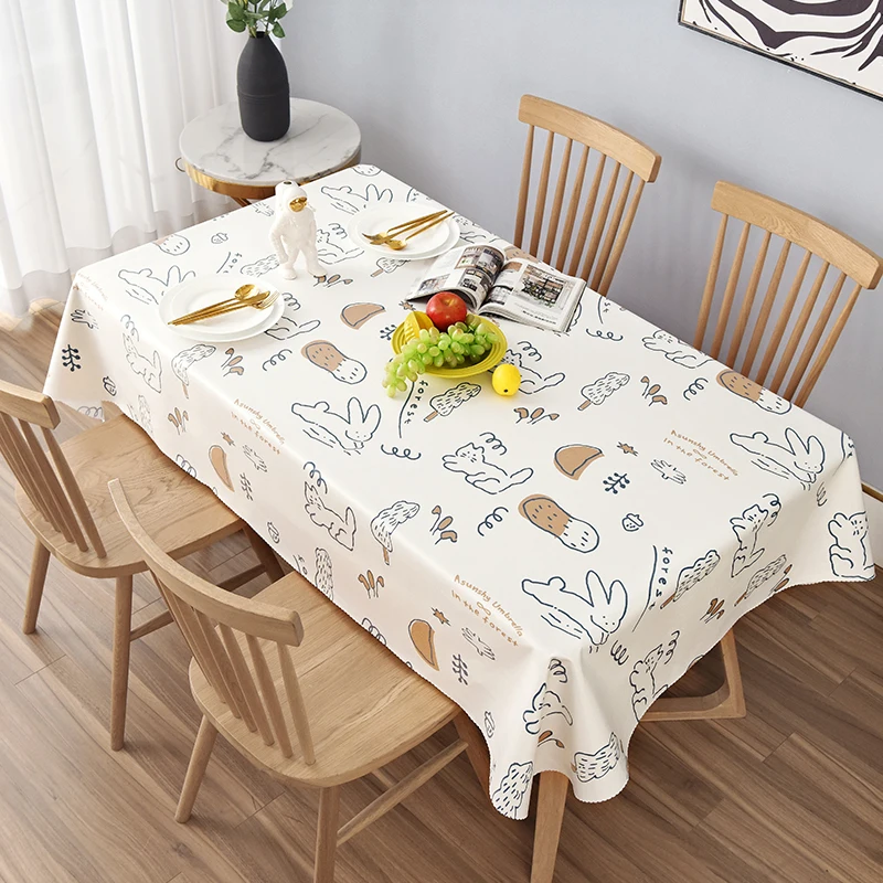 

Cartoon Waterproof Tablecloth Oil Proof Modern Birthday Party Dining Table Decor Tablecloth Blended Manteles Home Decor BS50TC