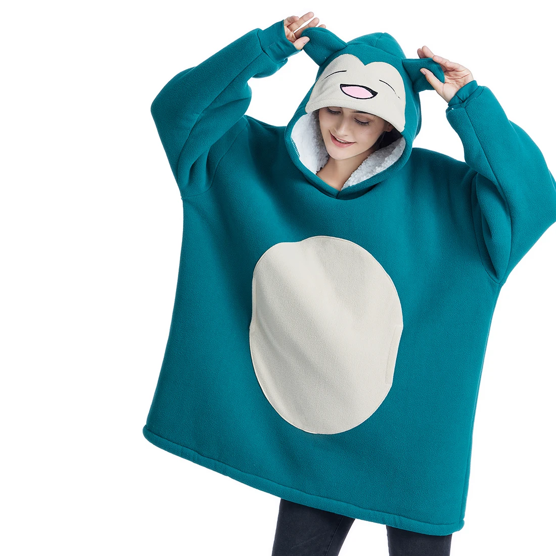 

Snorlax Wearable Blanket Sweatshirt Sherpa Oversized Hoodie TV-Blanket with Sleeves and Pockets for Men Women Teens One Size