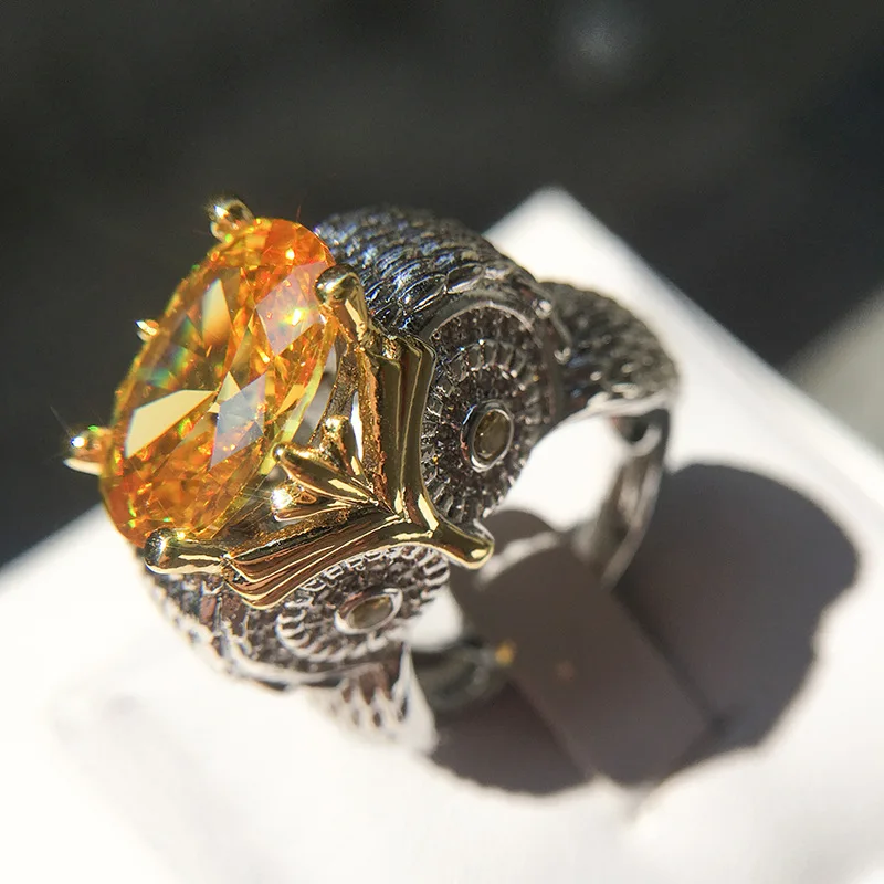 Роскошное инкрустированное с драгоценными камнями Женское кольцо цирконием