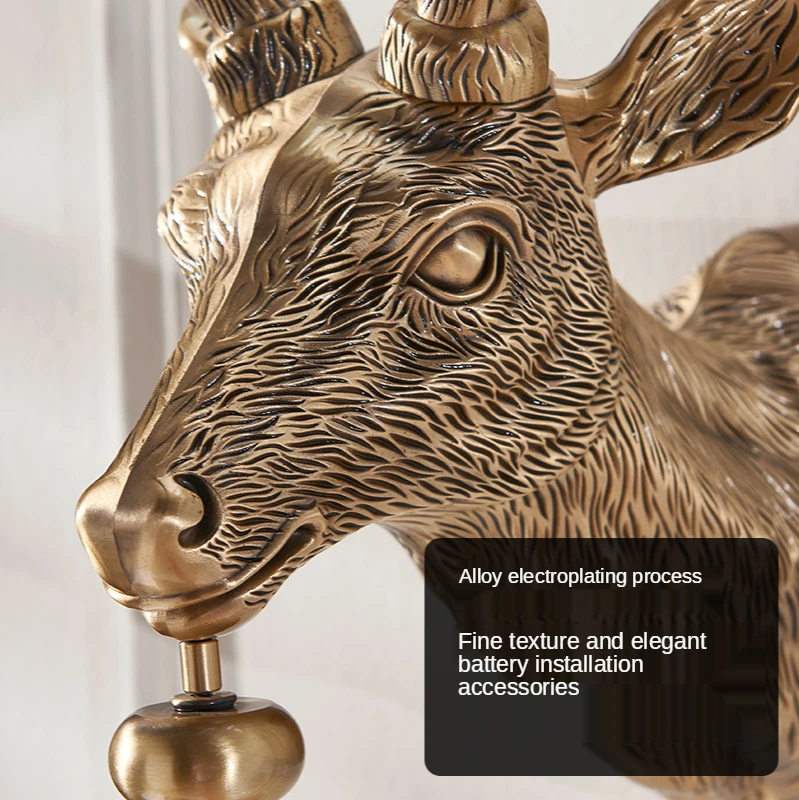 

Creative Alloy Deer Head Wall-Mounted Clock Double-Sided Wall Clock Hotel Living Room Model Room Pendant