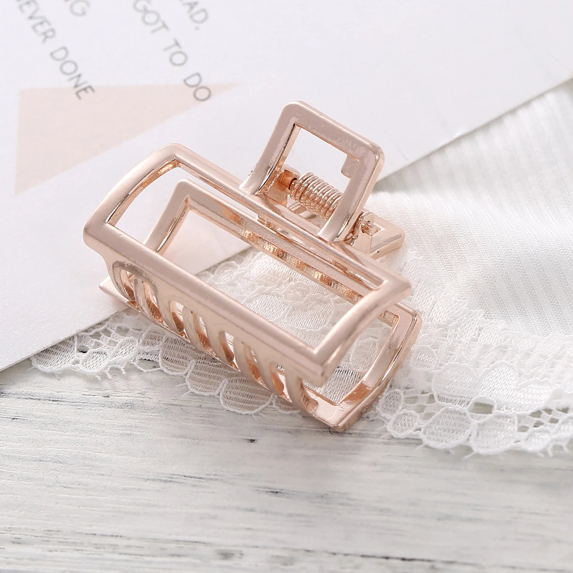 2-S-rose gold Геометрические зажимы для волос для женщин и девушек, металлические заколки для волос в форме краба Луны, заколки для волос, твердая цветная Шпилька, аксессуары для волос большого размера - Цвет: 2-S-rose gold