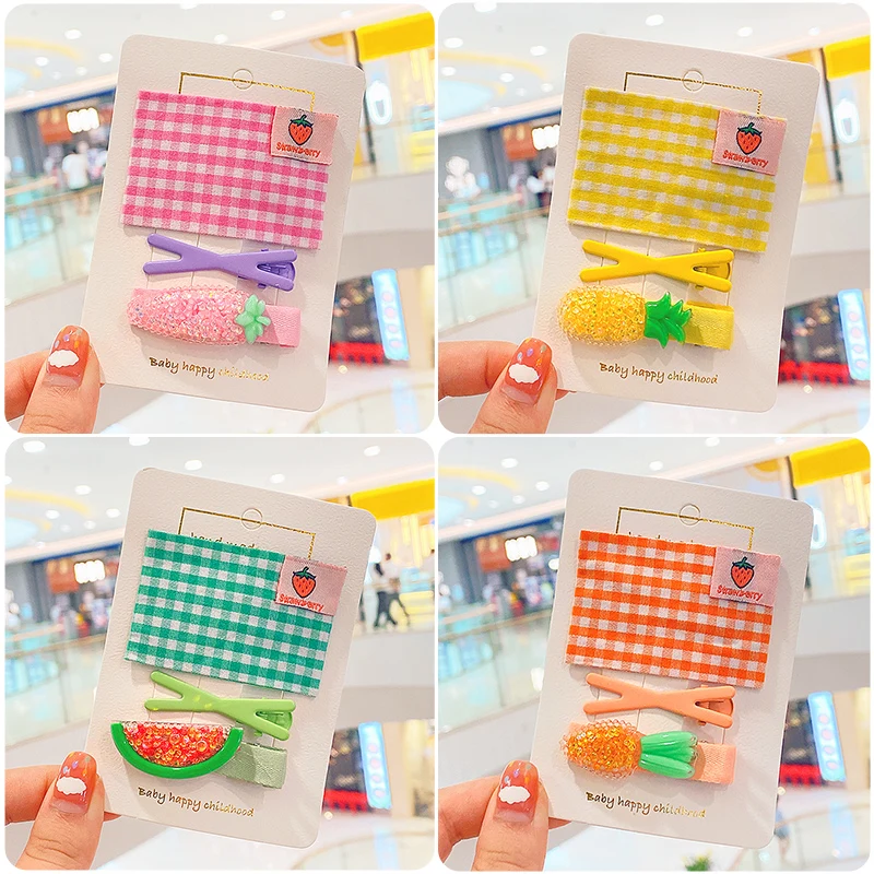 

3 Pcs/Set Children Cute Colors Fruit Carrot Ornament Hair Clips Baby Girls Lovely Barrettes Hairpins Kids Hair Accessories