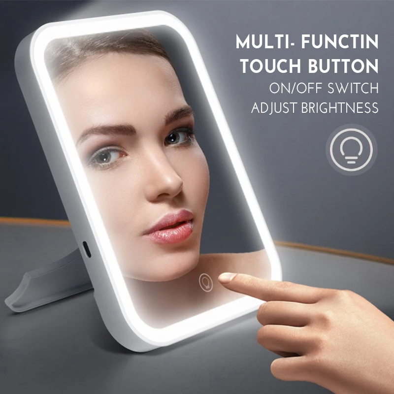 

Touch Screen Led Makeup Mirror Light Mirrors Vanity Mirroir Stand Make up Miroir Lumineux Desk Table Cosmetics Bathroom Mirror