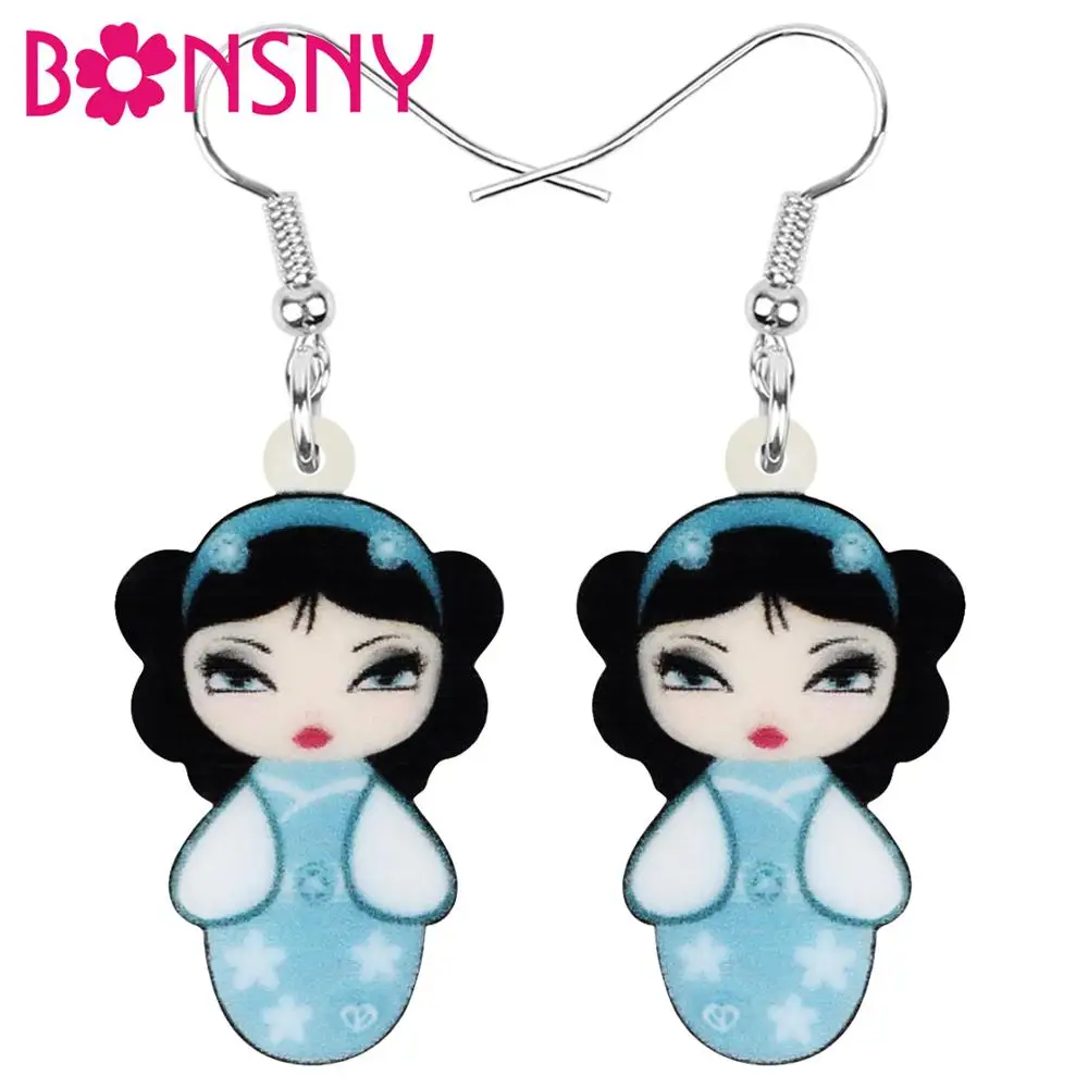 Bonsny акриловые Аниме Кукла Японская девочка серьги подвески в форме капли