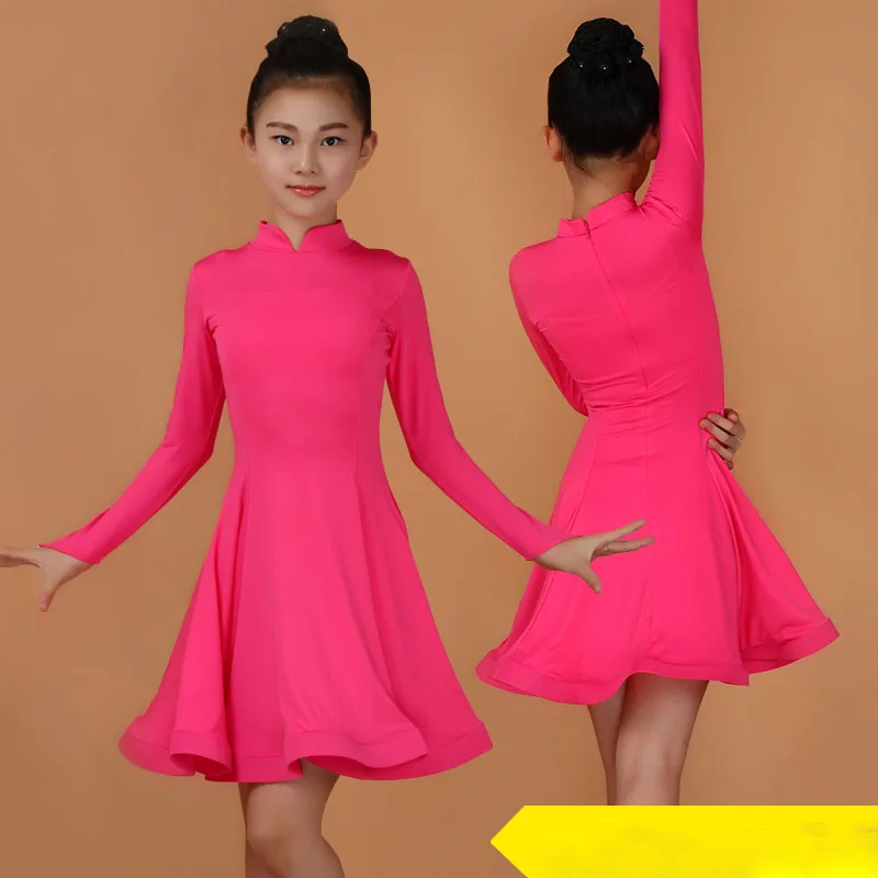 Pink Collar 9 Платье для латинских танцев для девочек, Бальные танцы, Румба Самба, детский танцевальный костюм для латинских танцев, новинка года, современный карнавал, джаз, танцевальная одежда - Цвет: Pink Collar 9