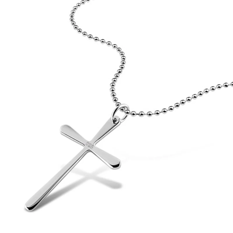 В богемном стиле с простым настоящим 925 серебряный крест кулон длинное ожерелье