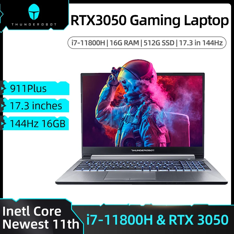 911Plus RTX3050 игровой ноутбук Intel Core 11th Gen 11800H 17 3 дюйма 144 Гц офисный Windows 10 pro 16G RAM 512G SSD