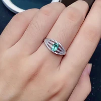 luxury emerald ring for party 4mm6mm 100 natural emerald silver ring 925 silver emerald jewelry gift for woman