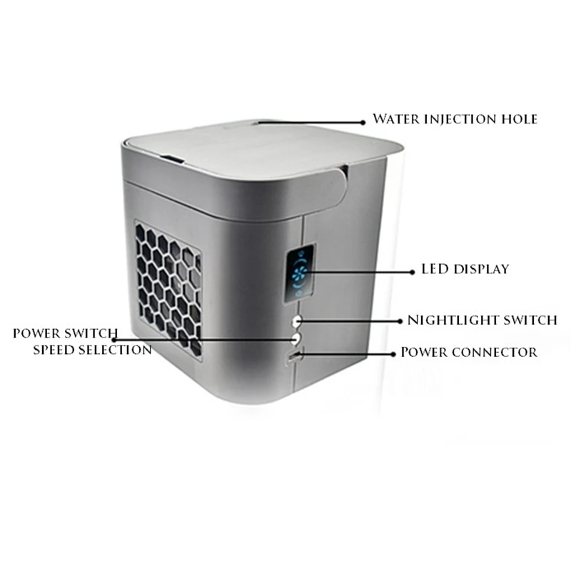 

DMWD Quiet USB Mini Cooling Fan DC5V Portable Air Cooler With Night Light Air Conditioner 3 Gear Movable With Handle
