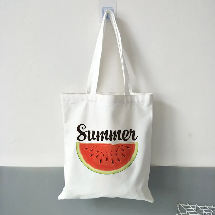 Новая женская Повседневная тканевая сумка Hello Summer с принтом арбуза, сумка для покупок, дамская сумка, многоразовая Большая вместительная сумка