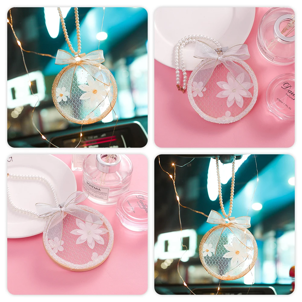 

Car Pendant Accessories Bamboo Ring Car Ornaments Interior Decoration Pendant Home Bamboo Ring Pearl Wall Decoration