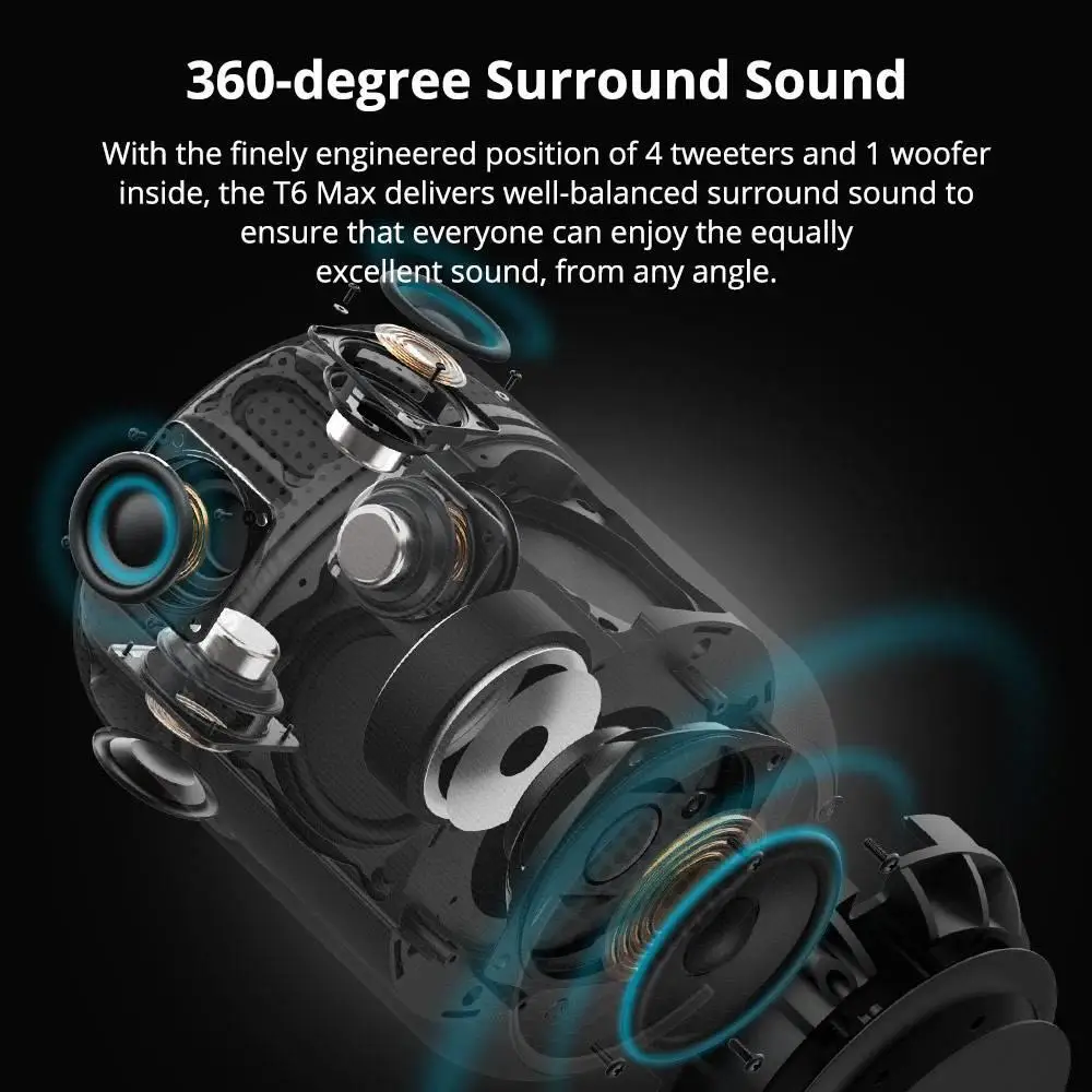Tronsmart Element T6 Max 60 Вт Bluetooth 5 0 NFC динамик SoundPulse™20 часов воспроизведения Siri Google Assistant