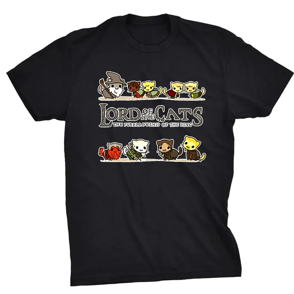 

COSMIC 100% cotton big size lord of cat lover unisex T shirt short sleeve cat print men tshirt cool loose t-shirt men tees