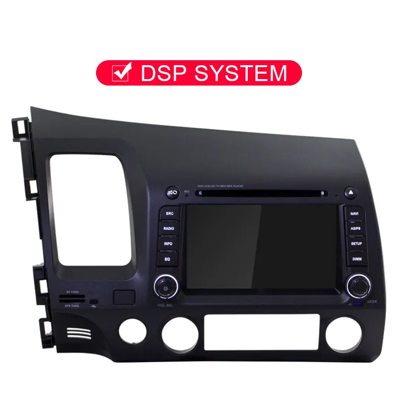 With DSP JDASTON Android 9,0 автомобильный dvd-плеер для HONDA CIVIC 2 Din Автомобильный радио мультимедиа gps навигация Авто аудио стерео wifi 8 ядер 4+ 64 - Цвет: With DSP