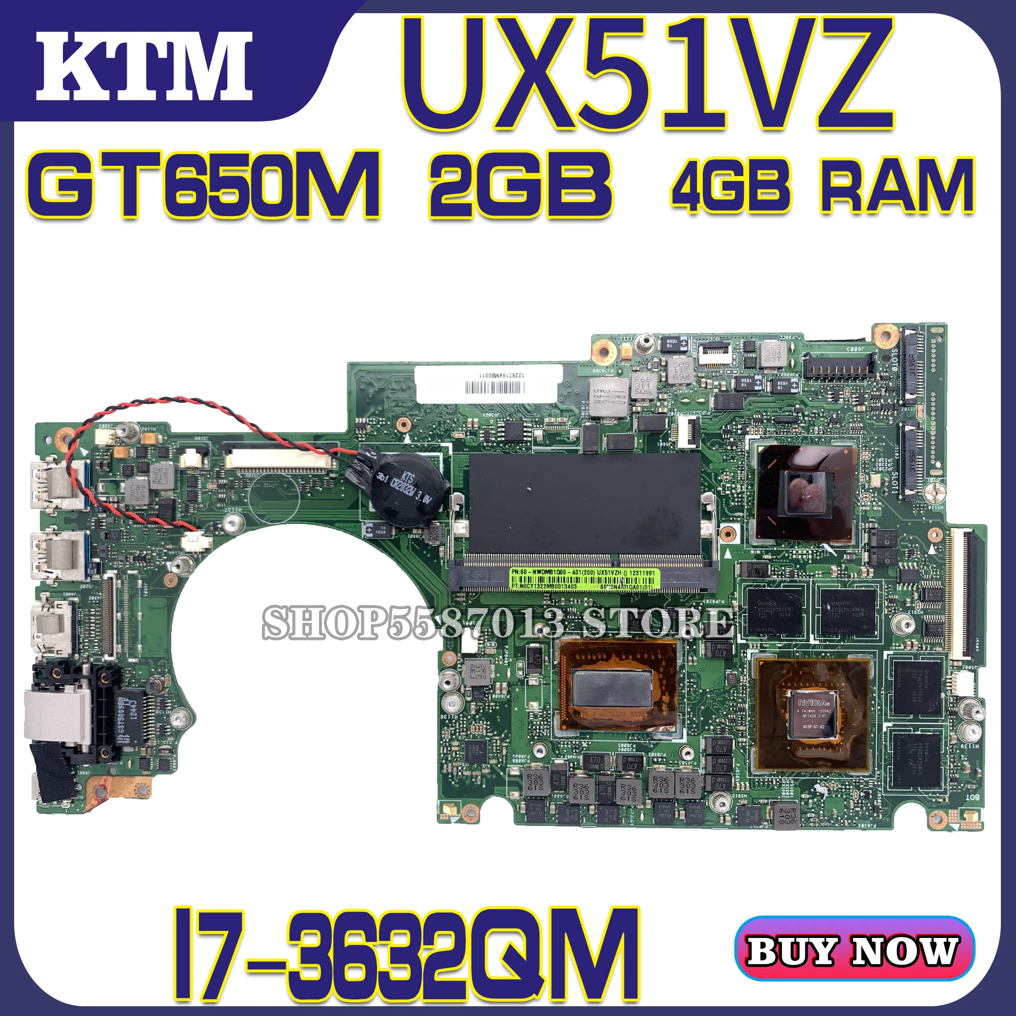 UX51VZ материнская плата для ноутбука ASUS Zenbook UX51VZH UX51VZA U500VZ U500V U500 оригинальная I7-3612QM