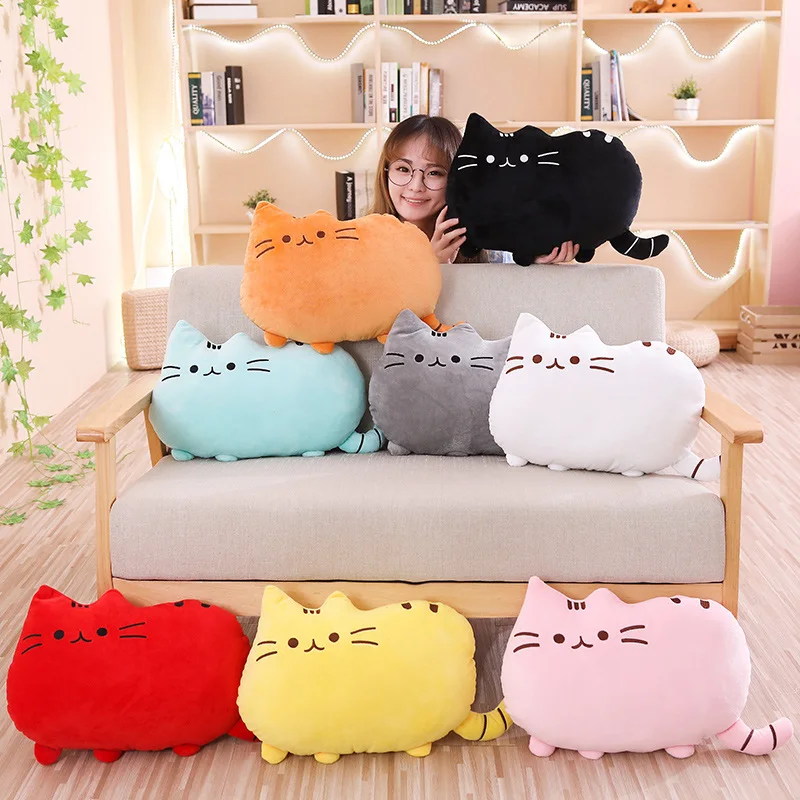 Colorful Cat plush Pillow Cute kitten soft Cushion Stuffed doll Girl toys Pendant kids gifts images - 6