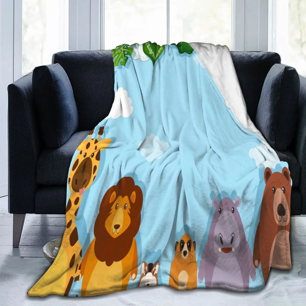 

Soft Warm Fleece Blanket Wild Animals Winter Sofa Plaid Throw 3 Size Light Thin Mechanical Wash Flannel Blankets