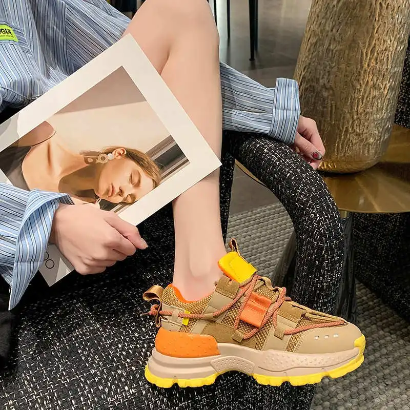 

Women's Sneakers Comfortable Outdoor Women Sport Shoes Lace Up Slip Resistant Woman Sneakers Low Top Platforms Sport Shoes 222G