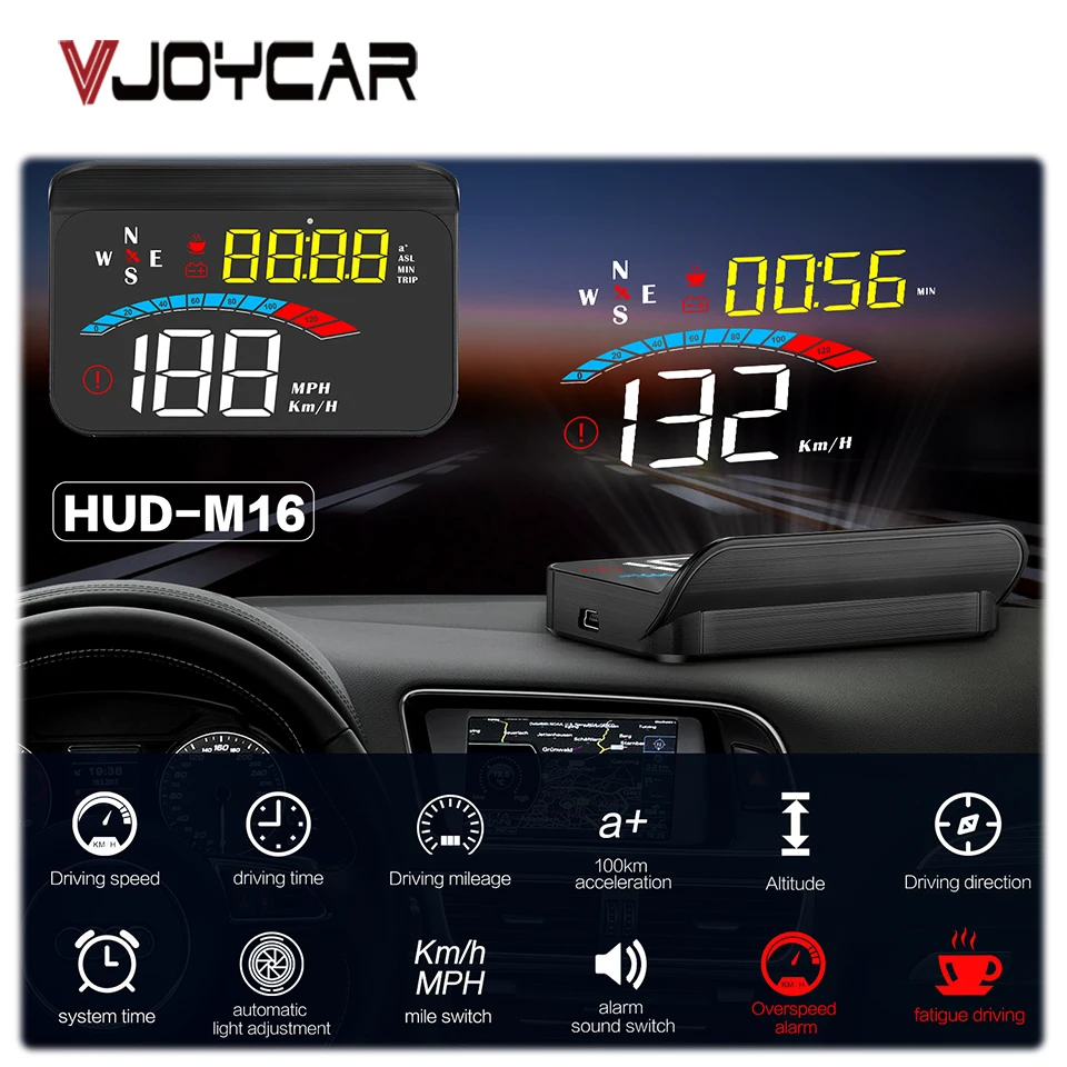 Vjoycar M16 Автомобильный GPS цифровой измеритель скорости лобовое стекло проектор