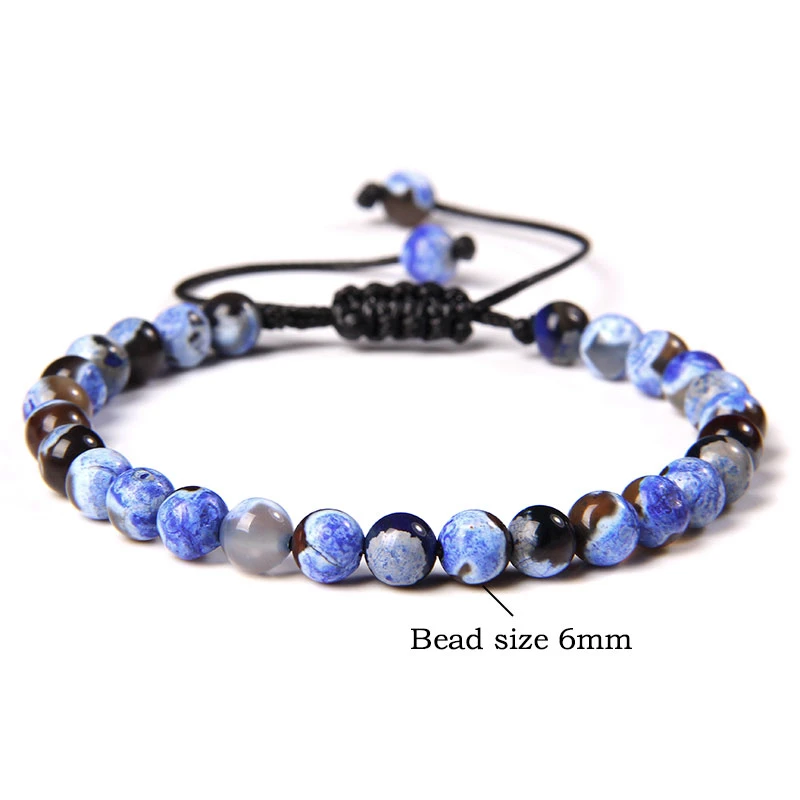 

Wholesale 6 mm Weave Bracelets Polished Tiger Eye Stone Beads Bangle Lapis Lazuli Rhodonite Adjustable Bracelet Women Pulsera