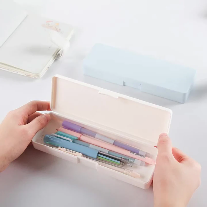 

Plastic Pencil Case Box with Lid Closure, Stationery Box Holder School Supplies Storage Organizer Box for Kids, 19.5x6.3cm