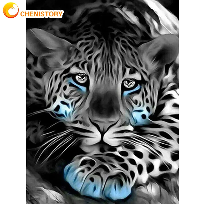 

CHENISTORY Acrylic Leopard Diy Painting By Numbers Animals Acrylic Paint On Canvas Drawing Coloring By Numbers For Diy Gift Wall