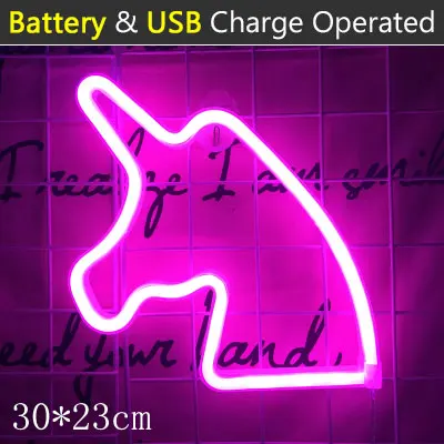 Красочный неоновый светильник Радужный Фламинго кактус Новинка USB/батарея неоновая лампа домашний Свадебный Рождественский Декор прикроватный светильник ing - Испускаемый цвет: Unicorn-P