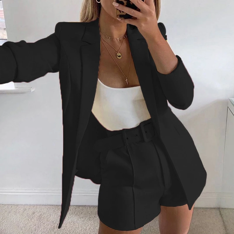 

Long Sleeve Two Piece Women's Set Tops Shorts Summer Clothes For Women 2021 Nightclub 2 Piece Ladies Sets Outfits Suit New