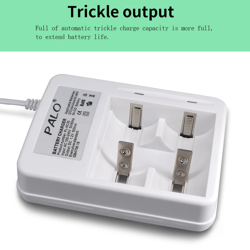 Светодиодный смарт-зарядное устройство PALO для батарей AA AAA SC C D размера 1 2 В Ni-MH Ni-CD