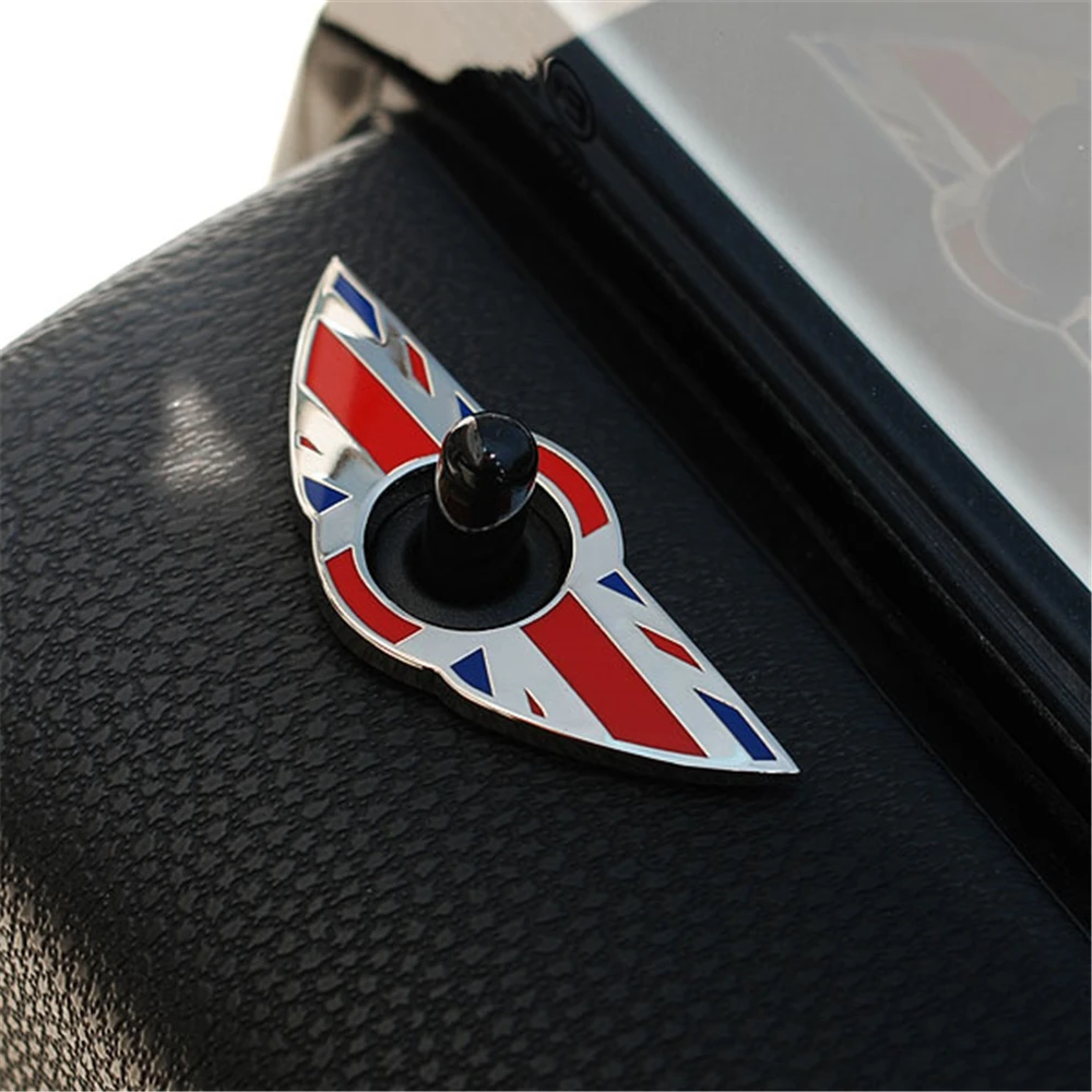 

2pcs Metal Car Door Bolt Insignia Emblem Wings Decorative Trim Cover Decal 3D Sticker For All Mini Cooper F series R series