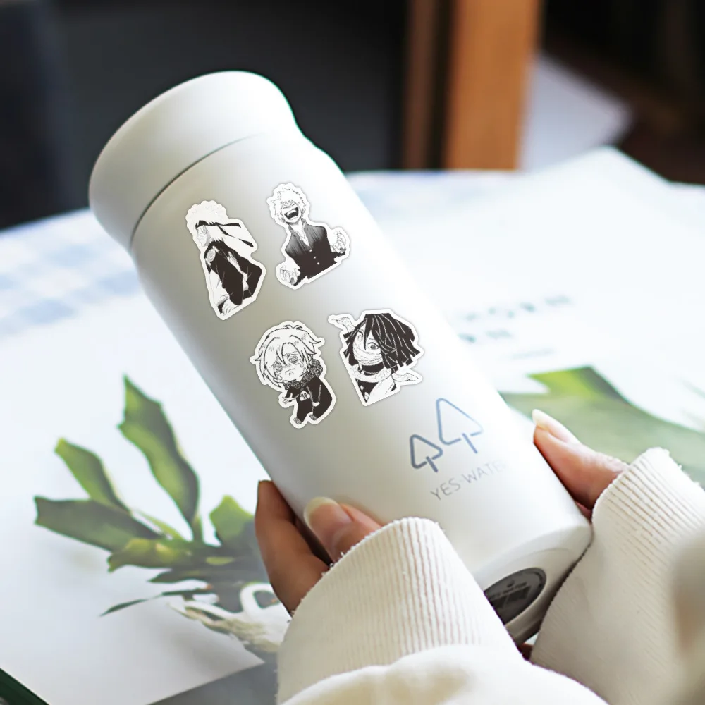 

50Pcs Japan Black and White Anime Stickers Popular Mixed Anime Decals For Luggage Laptop Computer Guitar Phone Classic Fans Toy