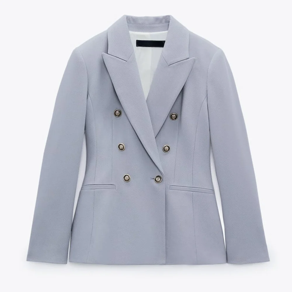 

Za Blazer Jacket 2021 Spring Autumn Women Fashion Tweed Blazers And Jackets Chic Gray Office Coat Ladies Elegant Outwear