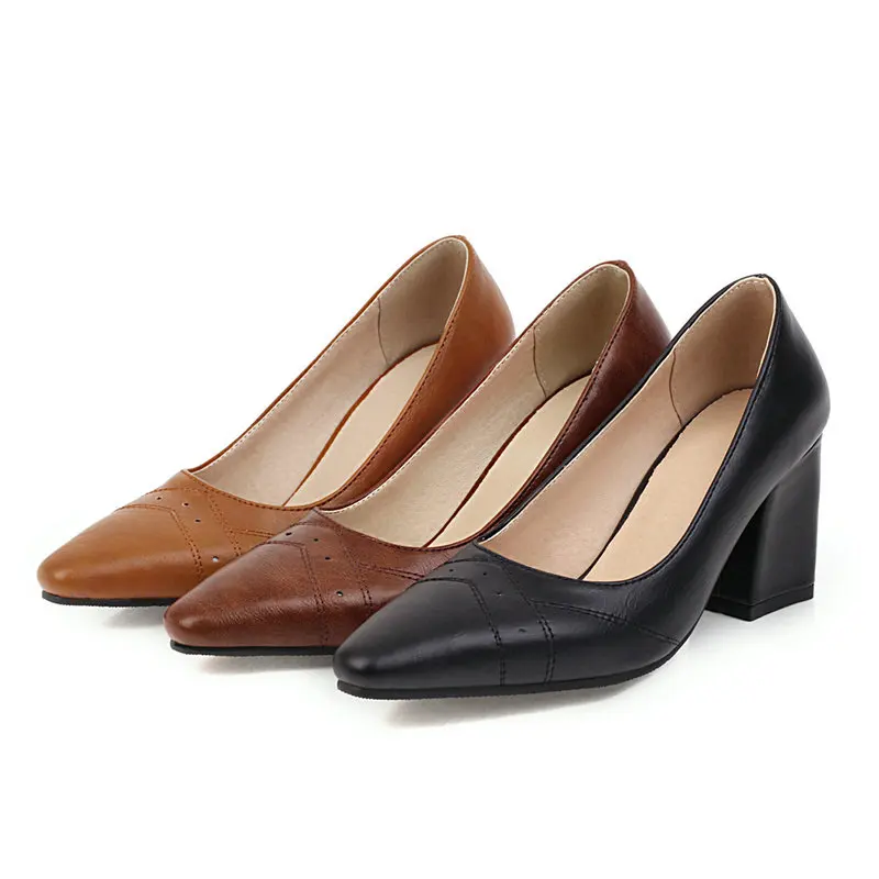 

LDHZXC High Heels Pumps Sexy Wedding Shoes Square Heels Pointed Toe Large Size Lady Sexy Women Pumps Summer Dress Party Shoes