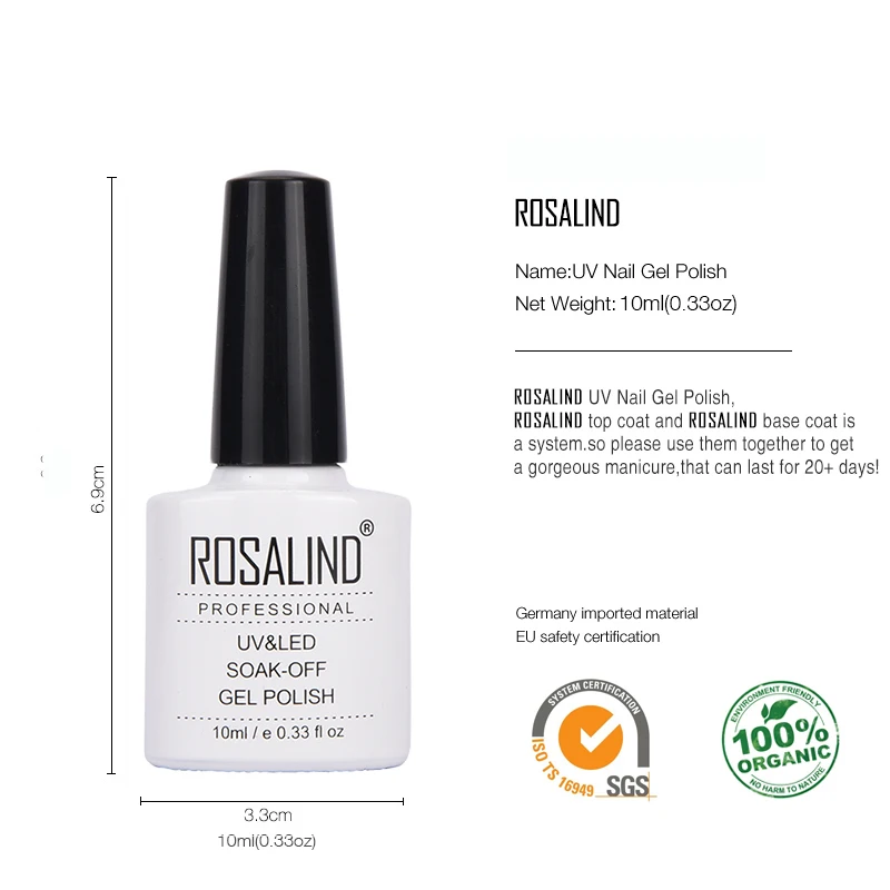 

ROSALIND 10ML Top Base Coat Gel Nail Polish For Nail Extension UV LED Gel Lacquer Nail Art Primer For Nails Semi Permanent