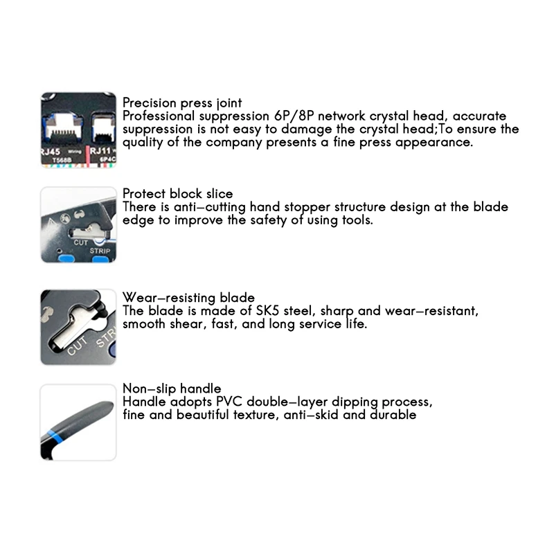RJ45 RJ11 сети обжимной инструмент для кабелей зачистки плоскогубцы Cat5 Cat6 Cat5E разъем