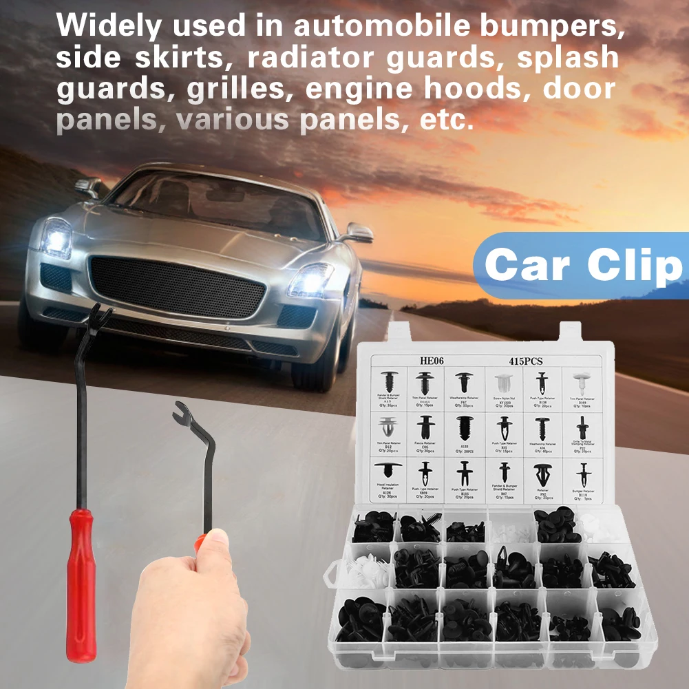 

Assorted Car Rivets Push Type Retainer Door Trim Panel Fasteners + Remover Easily Installation Personal Car Elements