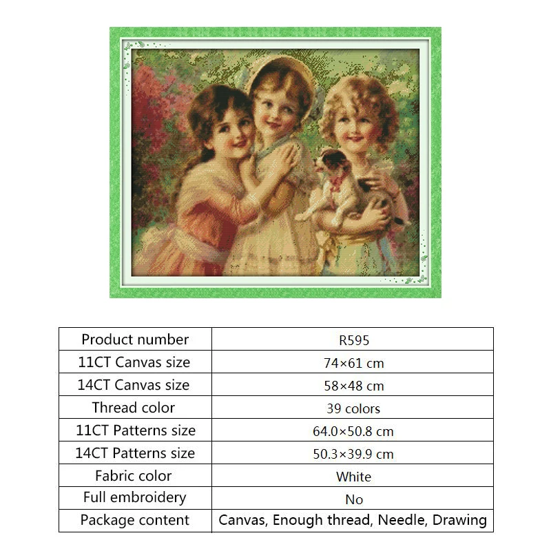 Набор для вышивки крестиком Three Little Angels DMC 11CT 14CT домашний декор посылка рукоделия