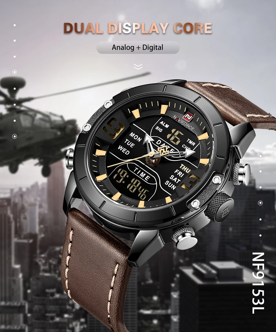 Люксовый бренд NAVIFORCE Модные кварцевые мужские часы военные наручные часы спортивные мужские часы светодиодный цифровые водонепроницаемые часы Reloj HOmbre