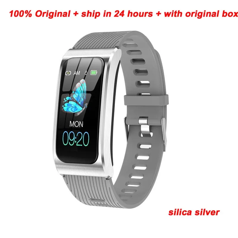 Silica strap sliver Greentiger AK12, умный браслет для мужчин и женщин, IP68, водонепроницаемый, для измерения артериального давления, для мужчин, стройный, для контроля за циклом, фитнес-трекер, умный Браслет - Цвет: Silica strap sliver