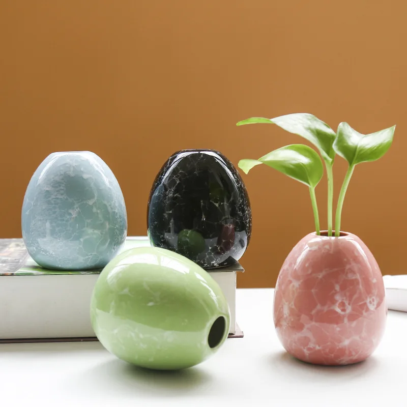 

Oval Egg Shape Ceramic Small Fresh Hydroponic Plant Flower Vase Ornaments Home Decoration Flower Arrangement