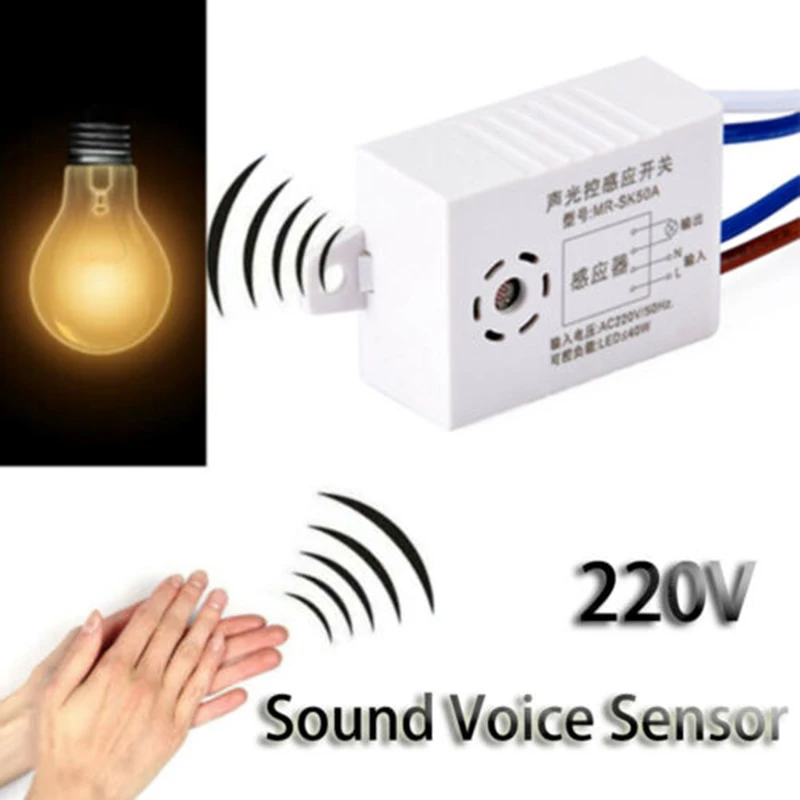 

High Quality 220V Voice Sensor Light Switch Module Detector Auto On/Off Intelligent Sound Smart Home Control AC180-265V 50/60Hz