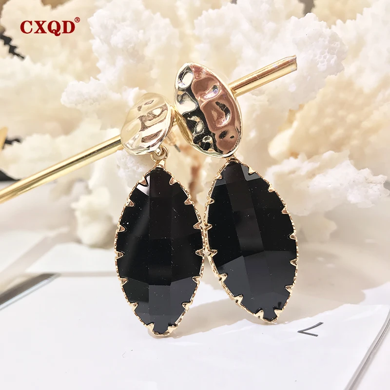 Классические Овальные Стеклянные висячие серьги CXQD с кристаллами для женщин
