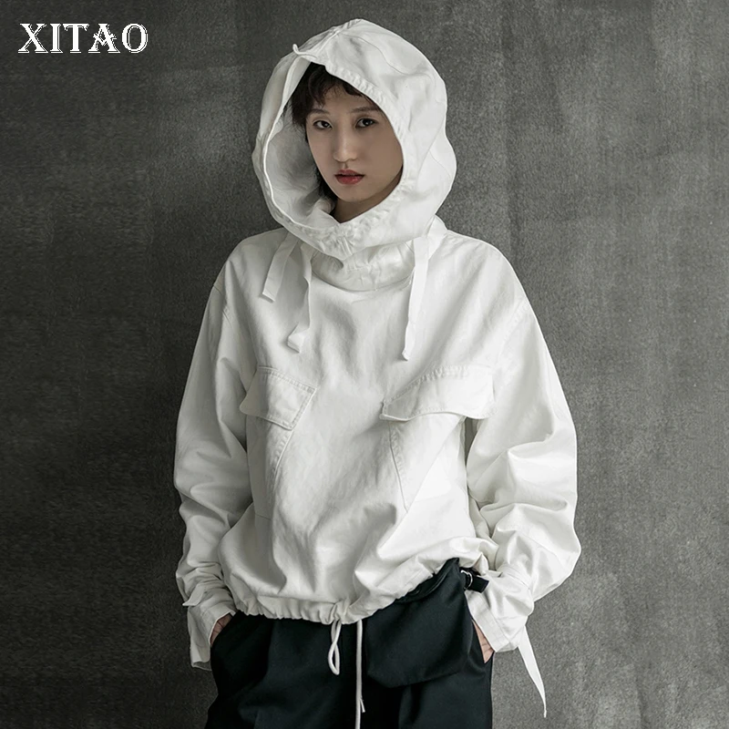 XITAO Женская толстовка с бантиком Лоскутная винтажная капюшоном осень 2019 | одежда