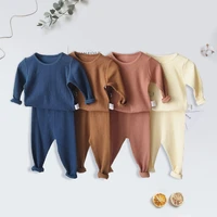 children ribbed fitted pajamas kids toddler boys girls pjs cotton top and pants sets clothing clothes sleepwear nightwear