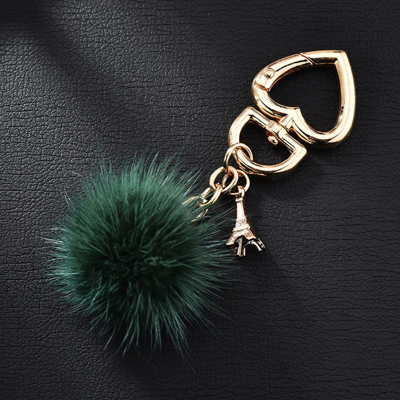 Пушистый брелок с меховым помпоном мягкий из искусственного кроличьего меха