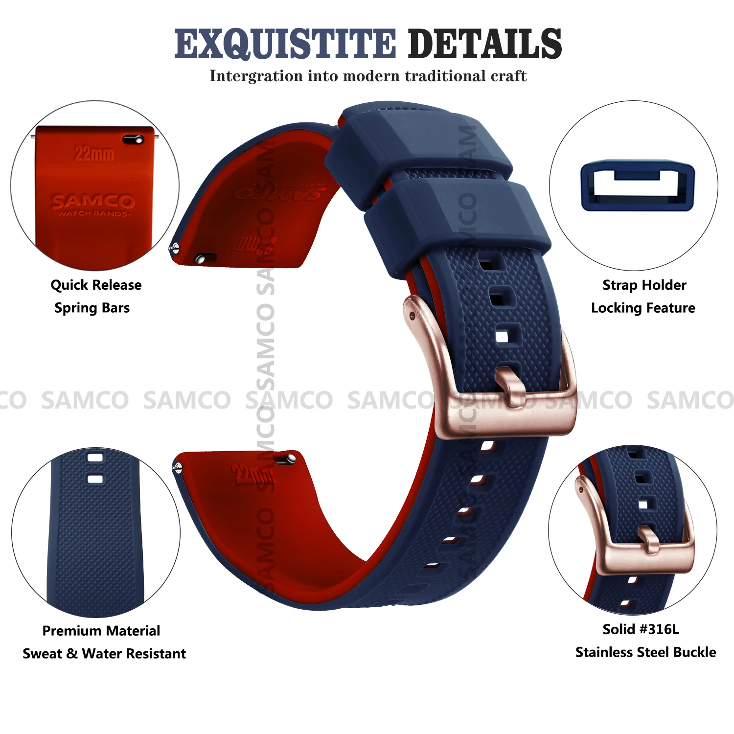 Premium Silicone Watch Band Quick Release Rubber Watch Strap 20mm 22mm Watch Strap Watch Replacement Watchband