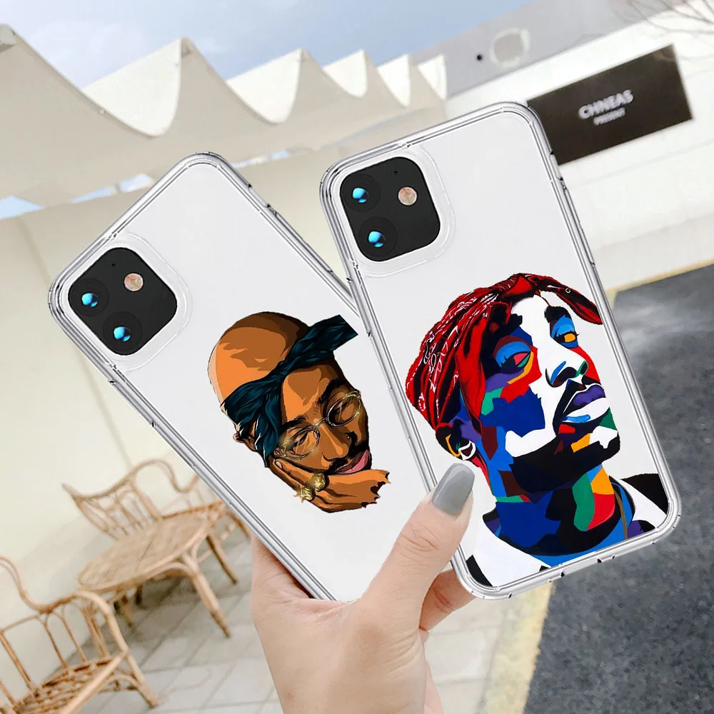 

Cool Tupac 2Pac Amaru Shakur Soft TPU silicone Clear Phone Case For iPhone 12 11 Pro Max 8 7 6 6S Plus XR X XS Max SE2020 Coque